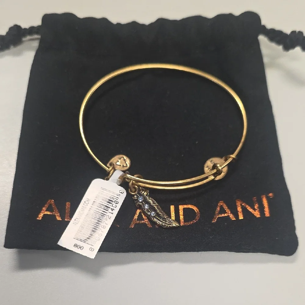 Alex And Ani Bronze Feather Bracelet Nwt